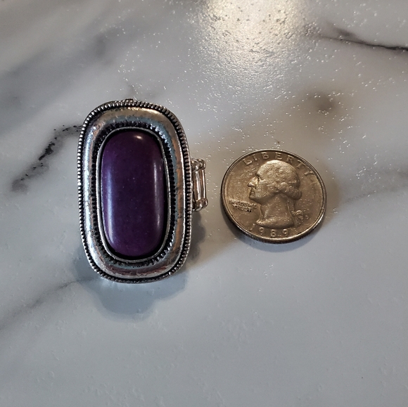 Purple Stone Silver Tone Stretch Band  💥3 for $24💥 - Picture 5 of 15